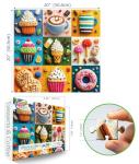 500 Piece Puzzle for Adult Embroidery Desserts Jigsaw Puzzle Cupcakes Coffee Ice Cream Donut Fabric Art Snacks Game Sweet Treats Puzzle with Letters on Back Challenging Gifts for Seniors & Families