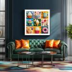 500 Piece Puzzle for Adult Embroidery Desserts Jigsaw Puzzle Cupcakes Coffee Ice Cream Donut Fabric Art Snacks Game Sweet Treats Puzzle with Letters on Back Challenging Gifts for Seniors & Families