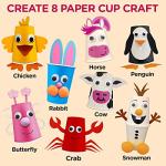 Arts and Crafts for Toddlers & Kids Ages 3-5 – Paper Cup Craft Kit, 8 Animal Projects – Fun Preschool Activity for Girls & Boys
