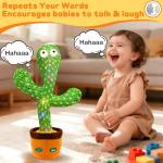 Interactive Baby Toys Dancing Talking Cactus Toy,Funny Gift for Infant 6-18 Months, Singing Musical Record Repeat What You Say Light Up Toy for Toddler 1 2 3 Year Old Boy Girl (Volume Adjustment)