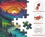 Magic Forest Puzzles for Adults 1000 Pieces, Nature Round Tree Mountain River Sunset Landscape Puzzle, Colorful Paper Cut Art Puzzle, Difficult Hard Challenge Jigsaw Puzzle