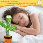 Interactive Baby Toys Dancing Talking Cactus Toy,Funny Gift for Infant 6-18 Months, Singing Musical Record Repeat What You Say Light Up Toy for Toddler 1 2 3 Year Old Boy Girl (Volume Adjustment)