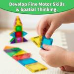 Ferthor Fun Travel Magnetic Tiles Mini，36 PCS Magnetic Blocks for Kids，Pocket-Sized Mini Magnet Tiles，Sensory & Montessori Toys for Boys & Girls 3 4 5 6 7 8+ Years Old