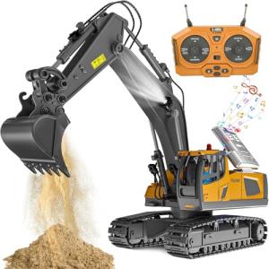 ADTHLIER Remote Control Excavator Toy for Boys 6-11 yrs Old,11-Channel RC Excavator Toy,with Metal Shovel,2.4Ghz RC Construction Vehicle,Ideal Gifts for Kids on