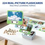 BenBen Spelling Games, 224 Flashcards, 208 Wood Letter Tiles, 1-4 Players, Learning Games for Kids 4-8, Educational Toys for Kindergarten 1st 2nd Grade, Preschool Classroom Must Haves