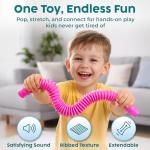 BUNMO Stocking Stuffers for Kids - Pop Tubes - Sensory Toys - Toddler Toys - Imaginative Play & Stimulating Creative Learning - Stocking Stuffers for Toddlers - 4 Pack Large