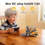 DAOGU mini RC Forklift Toy - 1:64 Alloy Remote Control Crane with Liftable Forks,STEM Educational Construction Vehicle for Kids Age 6-12,Christmas Birthday Gift(mini Forklift)
