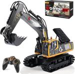kolegend Remote Control Excavator Toy 16 Inch, 9 Channel RC Construction Vehicles Hydraulic Haulers Digger Toys Gift for 6 7 8 9 10 Years Old Kids Boys