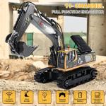 kolegend Remote Control Excavator Toy 16 Inch, 9 Channel RC Construction Vehicles Hydraulic Haulers Digger Toys Gift for 6 7 8 9 10 Years Old Kids Boys