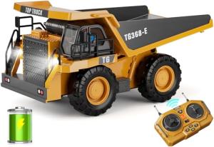 KIDMARKT RC Dump Truck Toy for Kids | 9-Channel Metal Construction Vehicle with Working Bed, Lights & Sounds, Rechargeable Remote Control Truck for Boys Ages 3-12, Durable STEM Gift for Birthday 2026