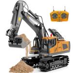 ID Gerilla Remote Control Excavator, 11CH RC Construction Truck Toy with Metal Shovel, Lights, Sounds and Turns 680 Degree, Christmas Birthday Gift for Kids Boys Aged 4 5 6 7 8-12