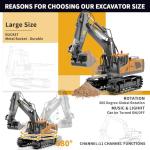 ID Gerilla Remote Control Excavator, 11CH RC Construction Truck Toy with Metal Shovel, Lights, Sounds and Turns 680 Degree, Christmas Birthday Gift for Kids Boys Aged 4 5 6 7 8-12