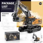ID Gerilla Remote Control Excavator, 11CH RC Construction Truck Toy with Metal Shovel, Lights, Sounds and Turns 680 Degree, Christmas Birthday Gift for Kids Boys Aged 4 5 6 7 8-12
