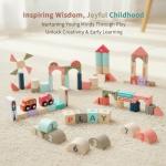 Wooden Building Blocks Set, City Construction Stacker Stacking Preschool Learning Educational Toys, Toddler Toys for 3+ Year Old Boy and Girl Gifts