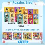 Bractowa 4 Packs 100 Piece Puzzles for Kids - Dogs Cats Donuts Flowers Puzzles for Kids Ages 4-6 6-8 8-10, Large Piece Puzzles for Kids & Seniors Adults Jigsaw Puzzles Educational Gifts for Girls Boys