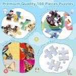 Bractowa 4 Packs 100 Piece Puzzles for Kids - Dogs Cats Donuts Flowers Puzzles for Kids Ages 4-6 6-8 8-10, Large Piece Puzzles for Kids & Seniors Adults Jigsaw Puzzles Educational Gifts for Girls Boys