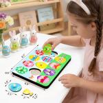 Fancy Land Easter Story Wooden Puzzle 12Pcs Religious Wood Eggs Peg Puzzle Set for Holy Week Christian Gifts Easter Basket Stuffers Sunday School Party Favor Church Activity Classroom Game Supplies