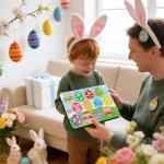 Fancy Land Easter Story Wooden Puzzle 12Pcs Religious Wood Eggs Peg Puzzle Set for Holy Week Christian Gifts Easter Basket Stuffers Sunday School Party Favor Church Activity Classroom Game Supplies