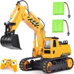 DOUBLE E Remote Control Excavator Toy 2 Batteries RC Excavators Sandbox Digger Hydraulic Construction Toys Vehicles Birthday Gift for Boys Kids 3-14 Years