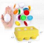 VUIYA Toddler Toys - Color Matching Egg Set - Educational Color, Shapes and Sorting Recognition Skills - Puzzle for Kid Baby Boy Girl, Easter Basket Gift (6 Eggs)