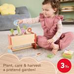 Fisher-Price Wood Pretend Play Toy Tiny Garden Caddy, 12-Piece Set with Wooden Tools & Plants for Preschool Kids Ages 3+ Years