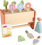 Fisher-Price Wood Pretend Play Toy Tiny Garden Caddy, 12-Piece Set with Wooden Tools & Plants for Preschool Kids Ages 3+ Years