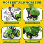 Funwee 2.4GHz RC Tractor Toy w/Light & Music, Kid Farm Car Toy w/Front Loader & Farm Animal, RC Tractor Trailer Truck Vehicle Toy for Boy Girl Age 3 4 5 6 7+ Year Old Christmas Birthday Gift (Green)
