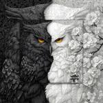 Yin Yang Owl Puzzle for Adults 1000 Pieces，Black and White Puzzles Owl Flowers, Impossible Difficult Hard Bird Jigsaw Puzzle, Animal Floral Art Challenge Puzzle Aesthetic