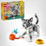 LEGO Creator 3 in 1 Playful Cat Toy - Building Toy with 3 Building Options, Cat, Dog, or Pigeon - Birthday Gift for Kids - Animal Figures for Kids, Girls and Boys, Ages 8+ - 31163