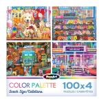 RoseArt - Snack Size Multi-Puzzle Set - Color Palette - 4 x 100 Piece Jigsaw Puzzle for Adults