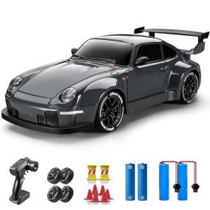 ACAMMZAR RC Drift Car, 1:24 Remote Control Car for Kids, 20KM/H 4WD High Speed RC Cars with LED Lights, Two Batteries, Extra Drifting Tires, Vehicle for Adults Boys Girls