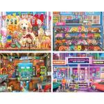 RoseArt - Snack Size Multi-Puzzle Set - Color Palette - 4 x 100 Piece Jigsaw Puzzle for Adults