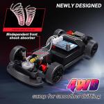 ACAMMZAR RC Drift Car, 1:24 Remote Control Car for Kids, 20KM/H 4WD High Speed RC Cars with LED Lights, Two Batteries, Extra Drifting Tires, Vehicle for Adults Boys Girls