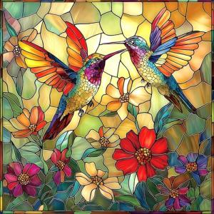 Vintage Paint Hummingbird Flower 500 Piece Puzzles for Adults, Easy Large Piece Puzzle for Seniors, Challenge Art Jigsaw Puzzles, for Gifts Party Games Family, 20x20 Inch Dust Free