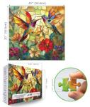 Vintage Paint Hummingbird Flower 500 Piece Puzzles for Adults, Easy Large Piece Puzzle for Seniors, Challenge Art Jigsaw Puzzles, for Gifts Party Games Family, 20x20 Inch Dust Free