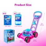 SLOOSH Bubble Lawn Mower Toddler Toys - Spill-Proof Bubble Machine Pretend Gardening Toy for Age 1 2 3 1-3 Year Old Toddler Indoor Outdoor Use, Baby Girl Push Toys Easter Birthday Gift (Pink)