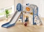 YUFU 8 in 1 Toddler Slide Set, Kids Slide for Toddlers Age 1-3, Toddler Playset with Climber and Basketball Hoop, Indoor Outdoor Playground for Toddlers 1-3 (Blue+Gray)