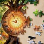 Four Seasons Landscape Clock Puzzles for Adults 1000 Pieces. Fantasy Tree of Life Scenery Jigsaw Puzzles. Challenging Forest, River,Nature,Art Puzzles