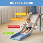 YUFU 8 in 1 Toddler Slide Set, Kids Slide for Toddlers Age 1-3, Toddler Playset with Climber and Basketball Hoop, Indoor Outdoor Playground for Toddlers 1-3 (Blue+Gray)
