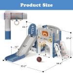 YUFU 8 in 1 Toddler Slide Set, Kids Slide for Toddlers Age 1-3, Toddler Playset with Climber and Basketball Hoop, Indoor Outdoor Playground for Toddlers 1-3 (Blue+Gray)