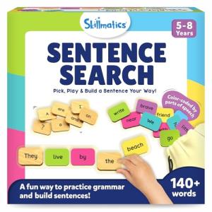 Skillmatics Educational Board Game - Sentence Search, Fun Learning Toys and Games for Kids, Sentence Building Activity, Creative Word Play, 120+ Tiles (1.3 x 1 Inches), Gifts for Ages 5, 6, 7, 8