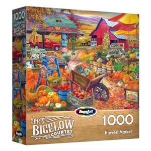 RoseArt - Bigelow Country - Harvest Market 1000 Piece Jigsaw Puzzle, Autumn Farm Market Puzzle for Adults