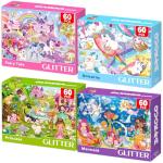 QUOKKA Puzzles for Kids Ages 4-6 - Set of 4x60 Jigsaw Puzzles for Toddlers 3-5 - Unicorn Princess Animals Toys for Children 6-8 yo - Gift Educational Game for Boys & Girls