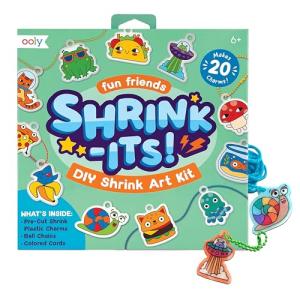 Ooly 28 PC DIY Shrinking Art Kit for Kids, 20 Plastic Pre Cut Charms and More, No Mess Creative Activity Jewelry Making Kit, Christmas Crafts for Kids - Fun Friends