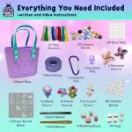 PURPLE LADYBUG Personalized Your Own Beach Tote Bag Tropical Fun- Themed Purple Rubber Beach Bag, Little Girls Fun Crafts for Girls Ages 6-8 Birthday Gift idea, Summer Travel Tote for Kids