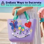 PURPLE LADYBUG Personalized Your Own Beach Tote Bag Tropical Fun- Themed Purple Rubber Beach Bag, Little Girls Fun Crafts for Girls Ages 6-8 Birthday Gift idea, Summer Travel Tote for Kids