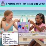 PURPLE LADYBUG Personalized Your Own Beach Tote Bag Tropical Fun- Themed Purple Rubber Beach Bag, Little Girls Fun Crafts for Girls Ages 6-8 Birthday Gift idea, Summer Travel Tote for Kids