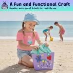 PURPLE LADYBUG Personalized Your Own Beach Tote Bag Tropical Fun- Themed Purple Rubber Beach Bag, Little Girls Fun Crafts for Girls Ages 6-8 Birthday Gift idea, Summer Travel Tote for Kids