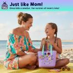 PURPLE LADYBUG Personalized Your Own Beach Tote Bag Tropical Fun- Themed Purple Rubber Beach Bag, Little Girls Fun Crafts for Girls Ages 6-8 Birthday Gift idea, Summer Travel Tote for Kids