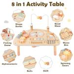 Activity Table for 1 Year Old, Montessori Toys for 1 2 Year Old Girls Boy Gifts, 8 in 1 Wooden Sensory Play Table for Toddler 1-3, Learning Toys for Baby 12-18 Months 1st Christmas Birthday Gifts